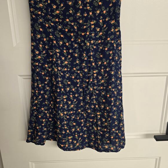 Women's Forever 21 Blue Floral Rayon Fit & Flare Dress | Size Small - Picture 4 of 8